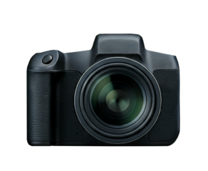 Modern camera isolated on white isolated background.