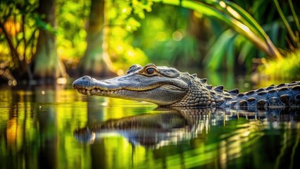 Fototapeta premium Alligator Cruise, Swamp Reptile, Wildlife Photography, Nature Scene, Florida Gator, American Alligator, Reptile in Water, Animal Portrait, Wild Animal, Nature Background