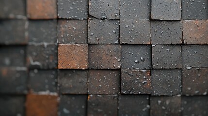 Wet wooden cubes texture background