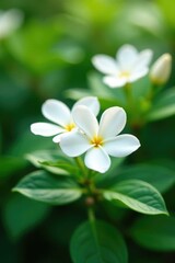 Delicate white jasmine flowers scenting the air, garden blooms, sweet scents, perfume flowers