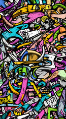 Fototapeta premium Abstract Illustration Creates Dynamic Visual Depth with Vibrant Colors and Intertwined Shapes, Layered with Textured Effects