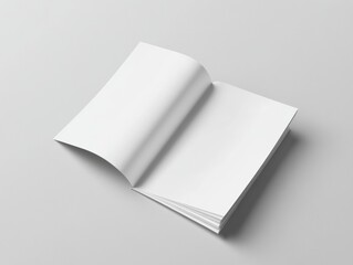 Blank Open Magazine or Brochure Mockup with White Pages for Creative Content Presentation Use