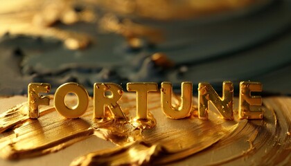 Fortune Lettering on a Golden Background Artistic Design