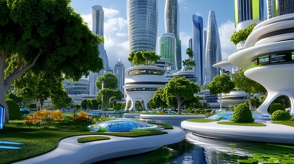 eco-friendly futuristic cityscape - sustainable design