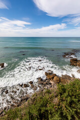 Cliffs, beach, and sea at Mitchell Rocks
