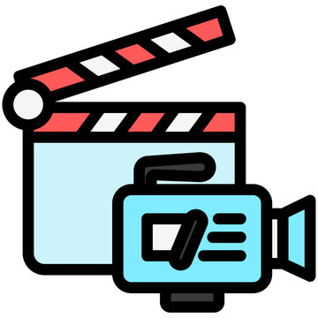 recommend clip art: Clapperboard outline color icon. use for modern concept, print, UI, UX kit, web and app development. Vector EPS 10, related to entertainment, festival, hobbies.