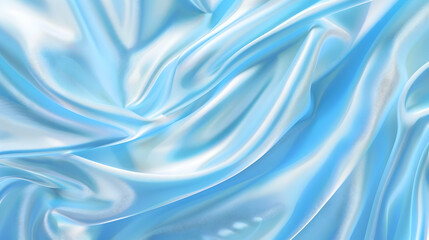 Obraz premium Soft blue satin fabric draped elegantly, creating gentle waves and reflections, ideal for backgrounds
