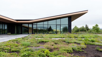 Fototapeta premium Modern building green roof landscape architecture design