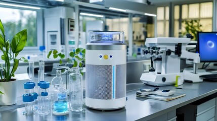 modern air purifier in scientific lab - technology in healthcare