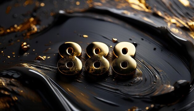 Golden Number 888 Surrounded by Elegant Black Texture