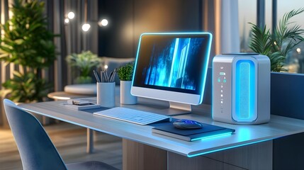 modern smart home office setup - smart home technology