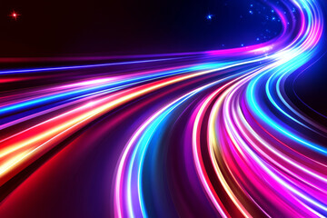 Colorful light trails in motion create dynamic abstract scene
