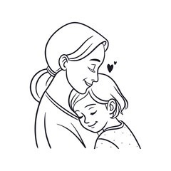 Mom with her children illustration clip art design  