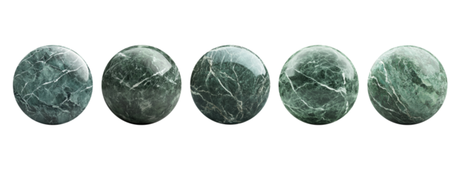 Round shape green marble stone texture. Isolated on transparent background