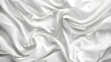 Obraz premium White silk fabric draped elegantly, showcasing soft folds and smooth texture, ideal for backgrounds