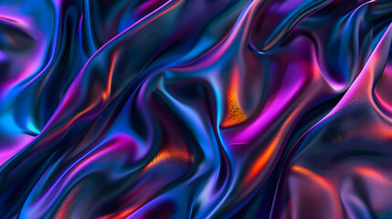 Obraz premium Vibrant silk fabric draping gracefully with colorful waves and reflections in a soft light setting