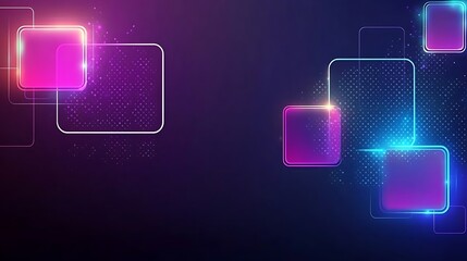 Abstract Glowing Squares Digital Technology Background