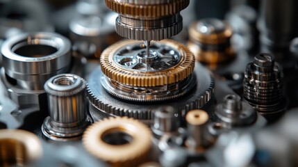 Close-up of intricate mechanical gears and components in a watch assembly, showcasing precision engineering