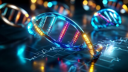 glowing dna helix, genetic code, science - abstract scientific imagery