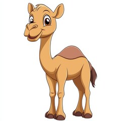 Cheerful Cartoon Camel Character on a Plain White Background