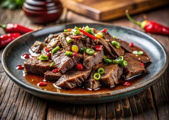 Minimalist Couple's Chili Beef Dish Photography: Spicy Sliced Beef, Romantic Dinner, Food Styling