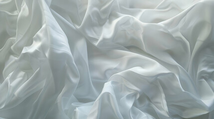 Obraz premium Soft, flowing white fabric draped elegantly, creating a serene and tranquil backdrop for photography