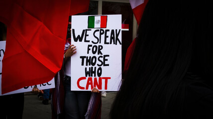 Signs at a protest against the deportation of Immigrants