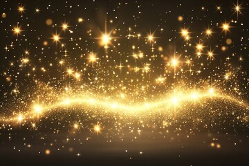Obraz premium Shimmering golden Christmas particles and festive sprinkles for holiday celebrations like Christmas or New Year. Radiant golden lights create a dazzling wallpaper background, perfect for ads