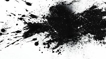 Obraz premium Abstract black ink splatter on a white background, creating a dynamic and artistic effect