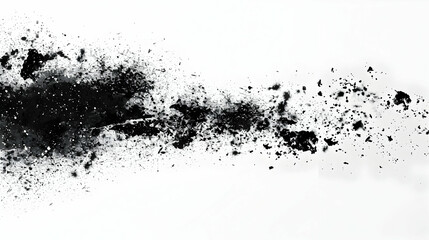 Obraz premium Abstract black powder explosion on white background, creating dynamic movement and contrast