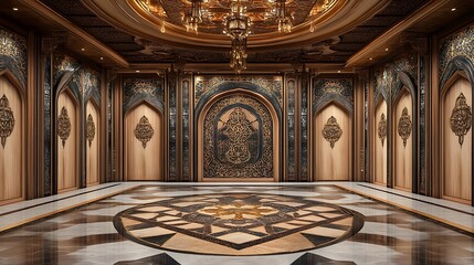 Obraz premium Opulent 3D Render of an Ornate Interior Space AI Generated