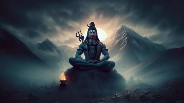 Lord Shiva, God 3D Wallpaper,Lord Shiva with colorful background Doing Meditation
