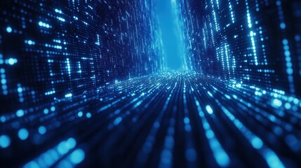 Dark tunnel illuminated by glowing lights creating a mysterious and atmospheric environment