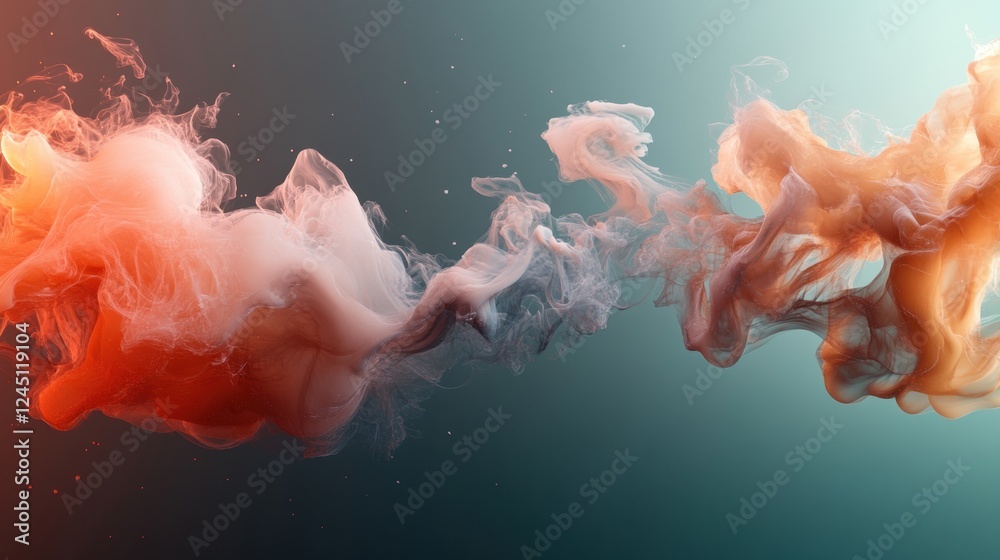 Poster group of colorful smoke clouds swirling in the air creating abstract patterns and shapes against a d