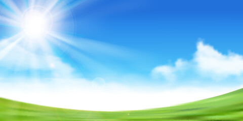 Obraz premium 空 雲 草原 風景 背景