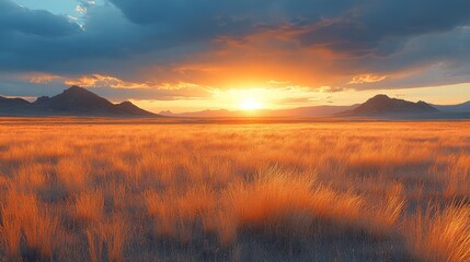 Fototapeta premium Tranquil Sunrise in the Desert: A Soft Illumination of the Landscape