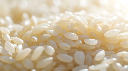 Close-up of rice grains with soft backlighting, natural outdoor setting