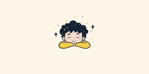 Peaceful Child Resting - Minimalist Illustration