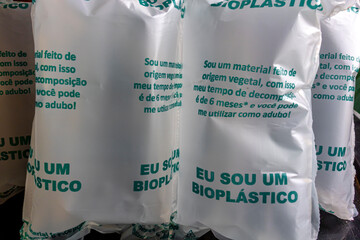 Bioplastic, biodegradable plant-based material that decomposes in 6 months and can be used as...