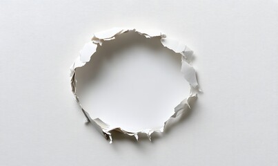 Circular hole in white paper; studio shot;  background is plain; for design use