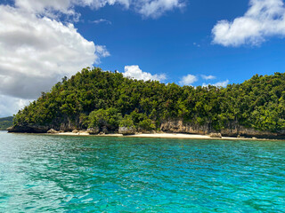Sandy beach in Sohoton cove. Bucas Grande. Philippines.