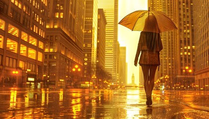 Silhouette of young woman walking home alone at night.