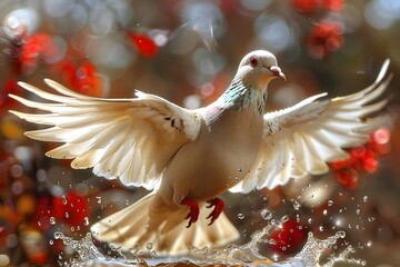Holy spirit dove on shiny background.