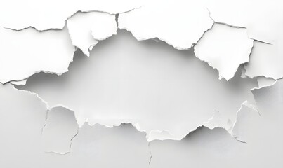 Fototapeta premium Cracked white paint reveals background; design element