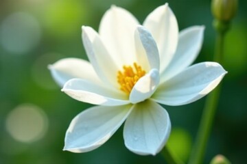Fototapeta premium Delicate white Oldenlandia capitellata petals unfolding, white blossom, oldenlandia