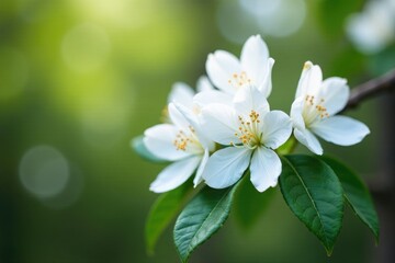 Obraz premium Delicate white rhododendron flowers blooming on a tree branch, bloom, white flower, spring