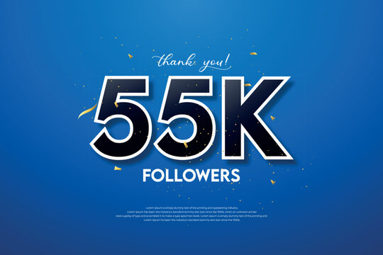 55k followers' celebration with a beautiful background. design vector.	
