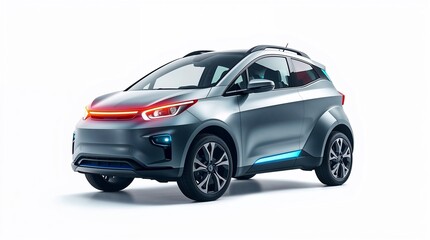 Generic gray compact suv parked on white background, presenting modern automotive design