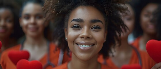 Group of young nurses standing welcoming team in hospital.