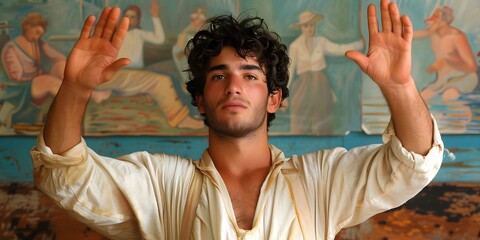 Happy confident stylish young male barber in modern shop.